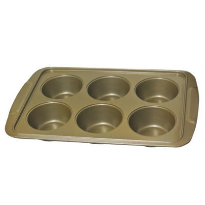 Picture of 6 cups muffin pudding baking tray- Gold
