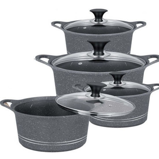 Picture of SONEX Diecast Glory King Set Cookware 10 Piece Grey Heavy Duty Non Stick Marble